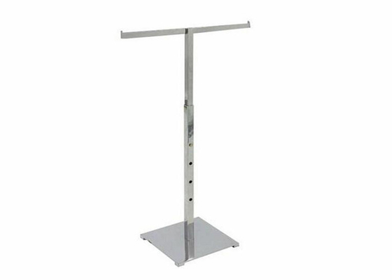 Brushed Steel Material Garment Display Stands With Wooden Bottom supplier
